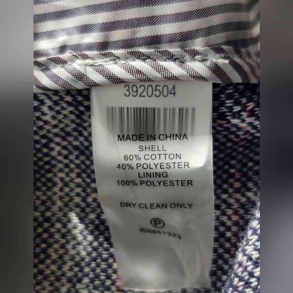 Court & Rowe Plaid Tweed Blazer Navy Blue Red Ribbon Trim Women's Size 18W - Picture 13 of 14